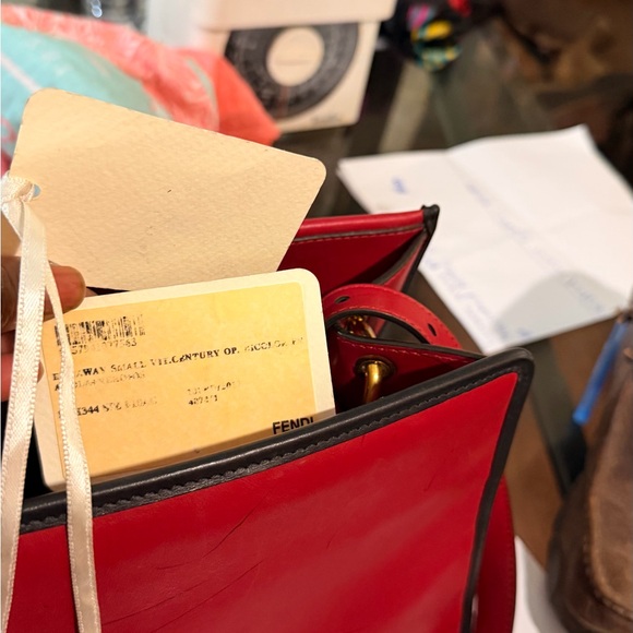 Fendi Red and Black Leather Shoulder Bag - Picture 10 of 14